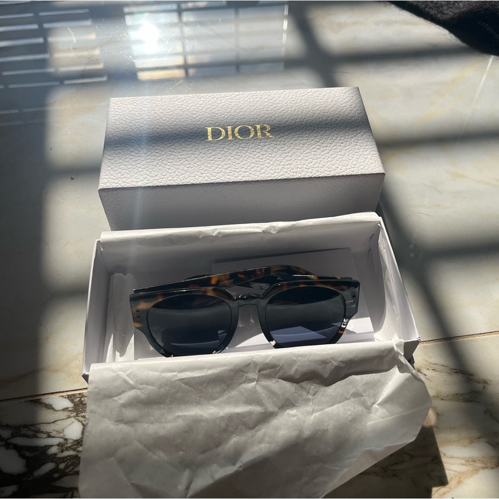 Lady Dior stud 3 tortoise sunglasses
